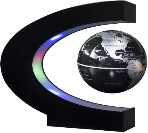 c-shape floating globe with led lights – a futuristic gift for men, women &amp; offices