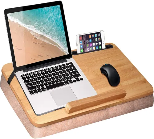 xl bamboo lap desk by wishacc – perfect gift for gamers, students &amp; remote workers