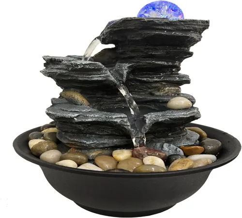led cascading tabletop water fountain – a zen gift that transforms any space